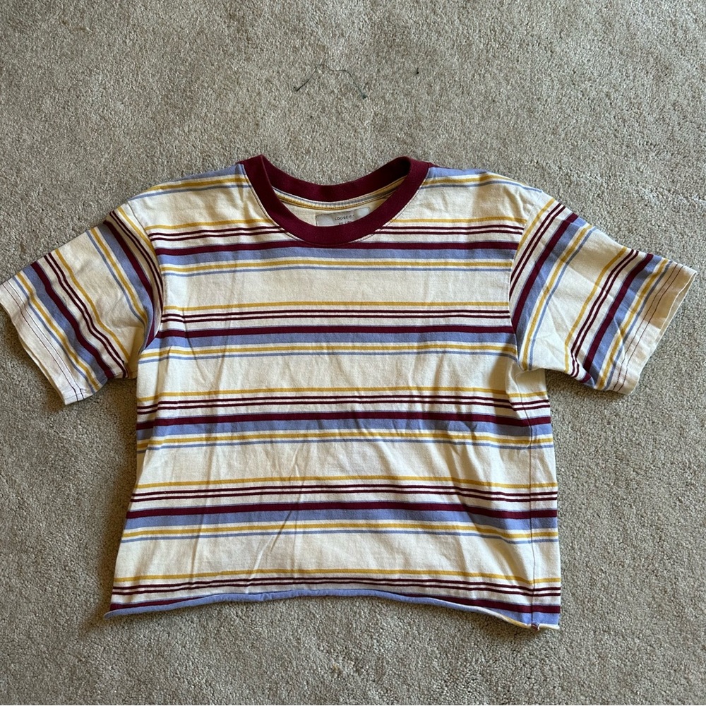 Striped T-Shirt with Maroon Accents